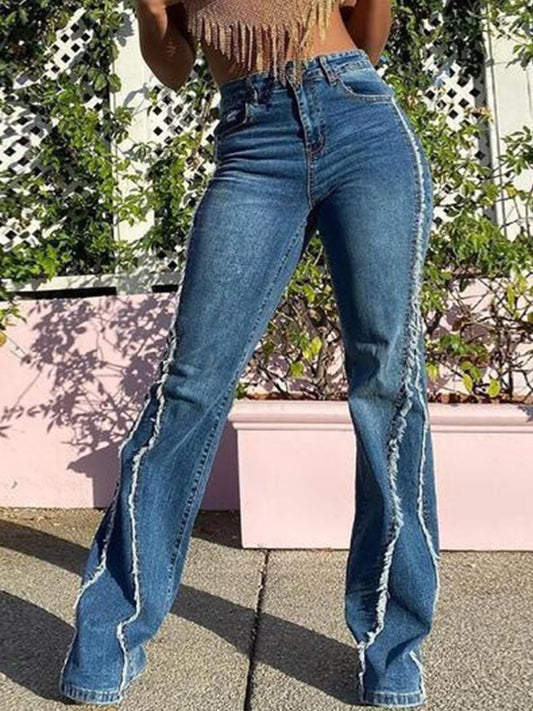 Raw Hem High Waist Jeans - The Goddess Galleries