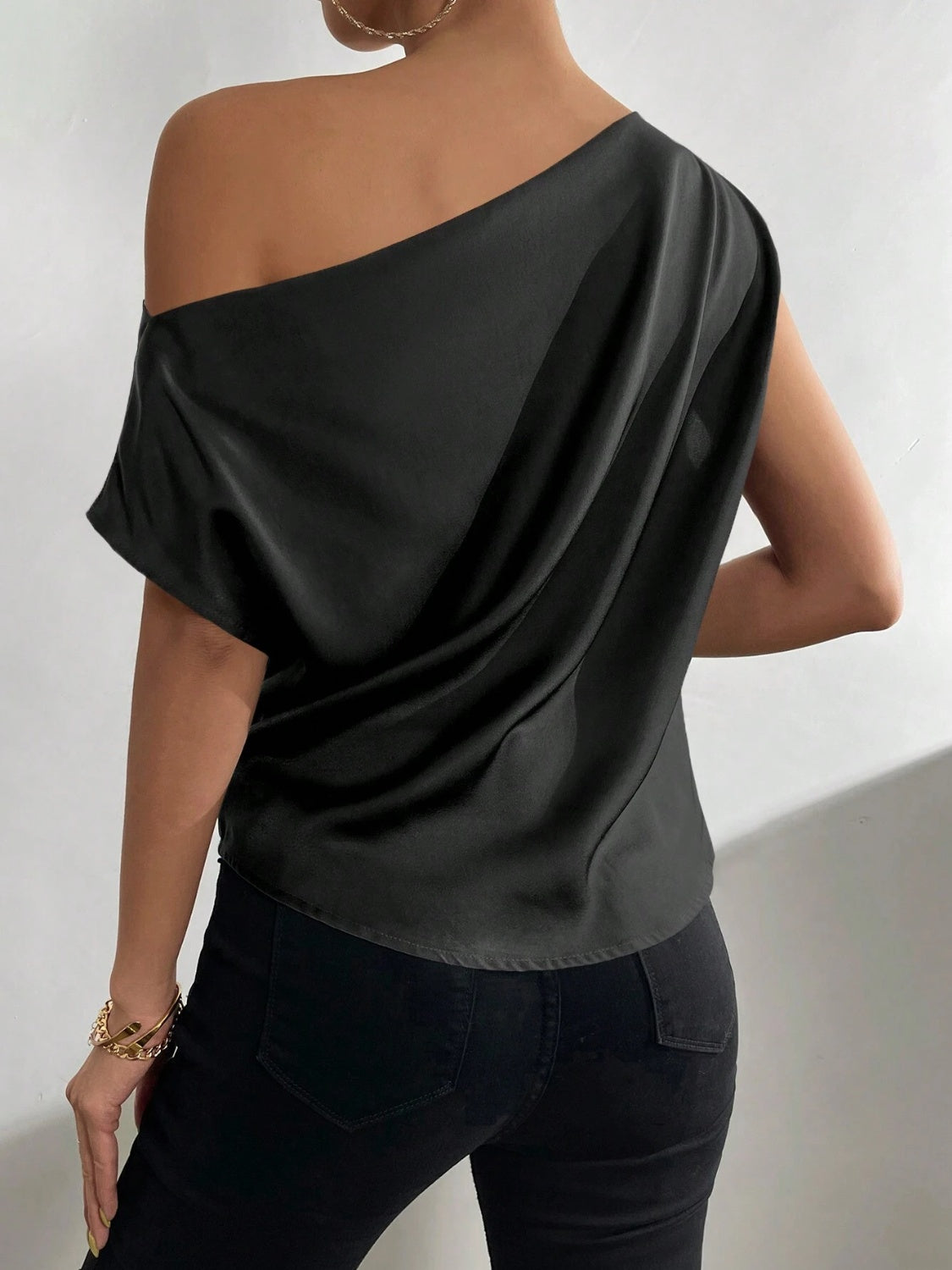 Ruched Single Shoulder Blouse - The Goddess Galleries