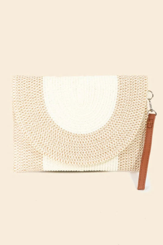 Fame Nora Two Tone Straw Clutch - The Goddess Galleries