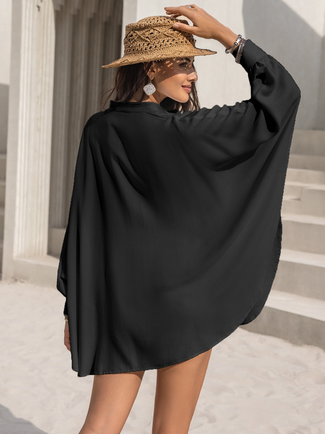 Openwork Button Up Long Sleeve Shirt - The Goddess Galleries