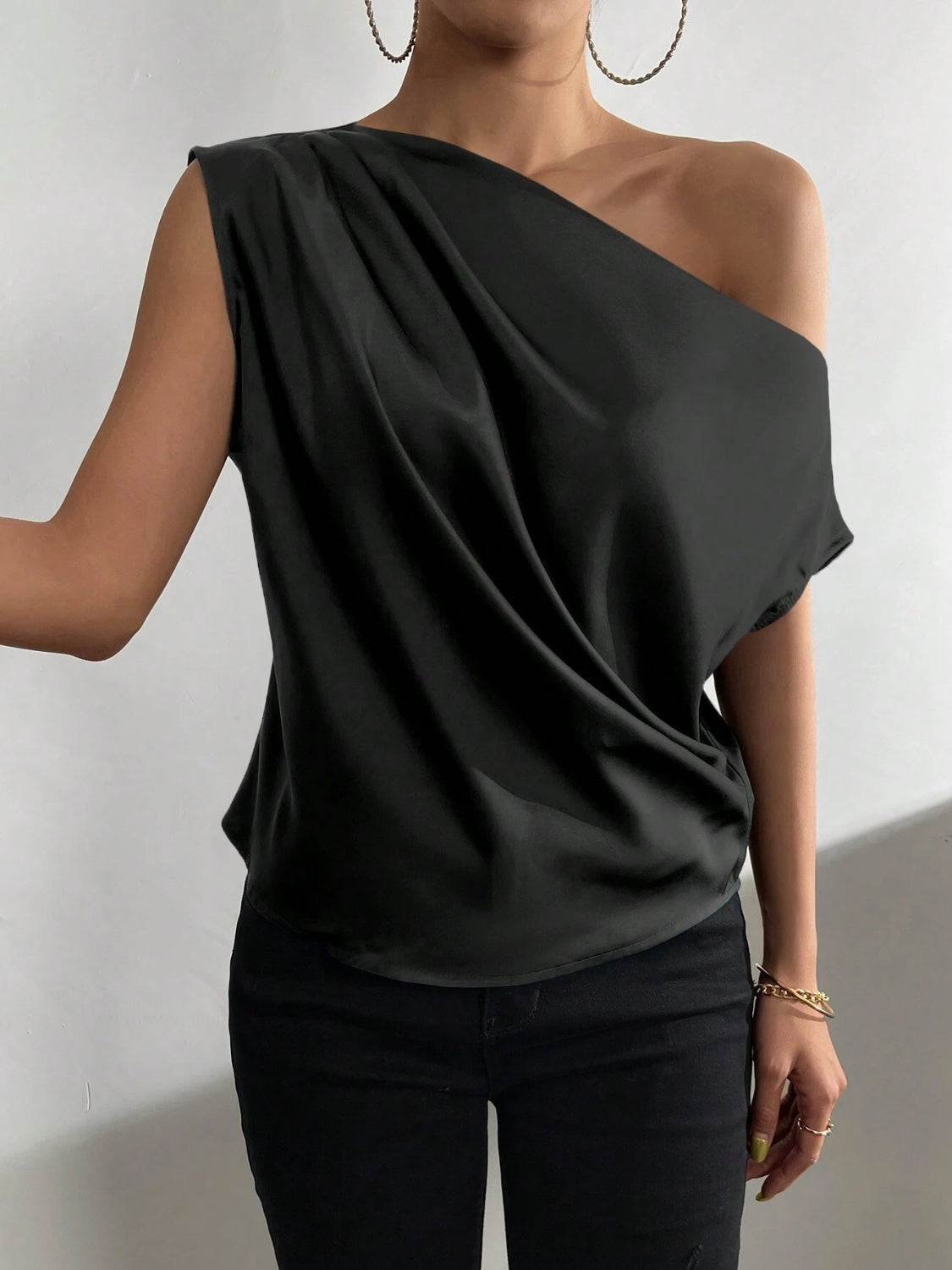 Ruched Single Shoulder Blouse - The Goddess Galleries