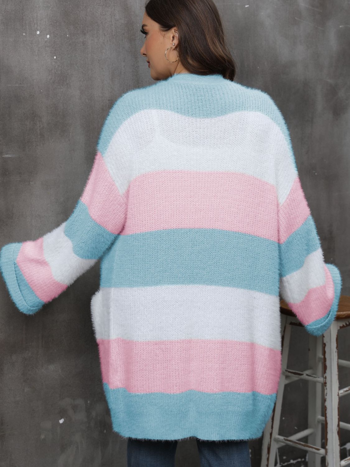 Plus Size Open Front Long Sleeve Cardigan - The Goddess Galleries