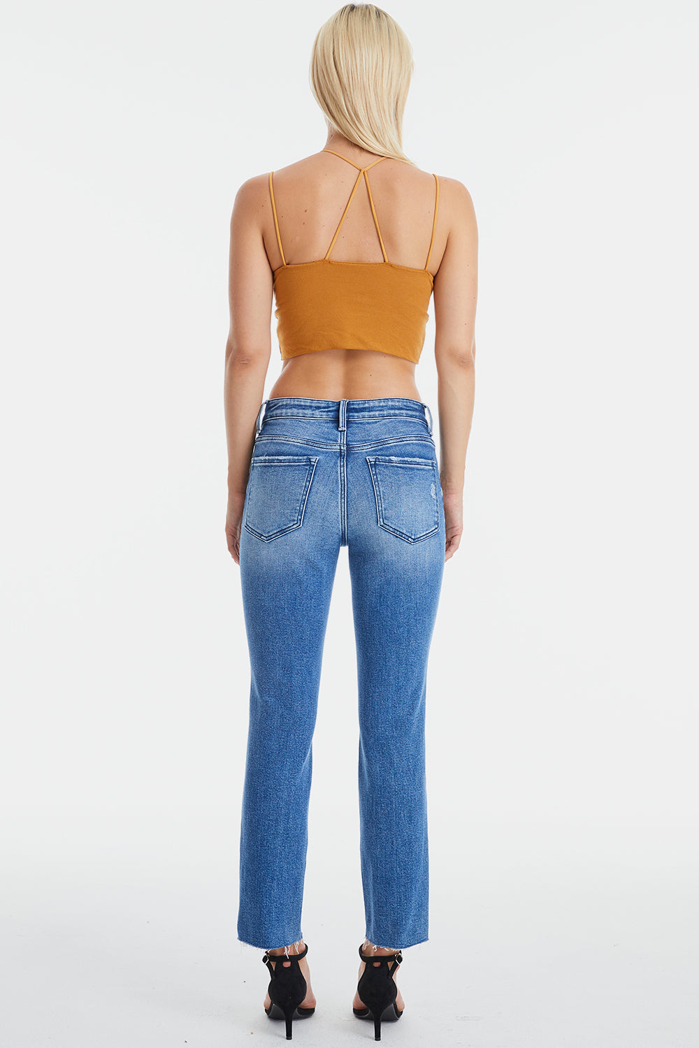 BAYEAS Full Size High Waist Distressed Cat's Whiskers Straight Jeans - The Goddess Galleries
