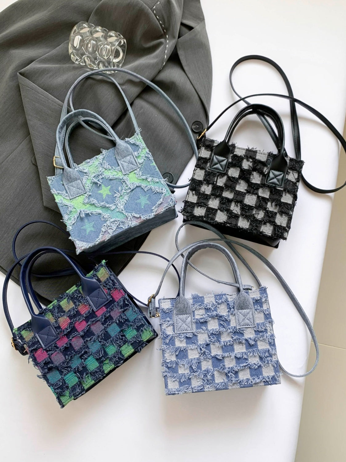 Raw Edge Plaid Shoulder Bag - The Goddess Galleries