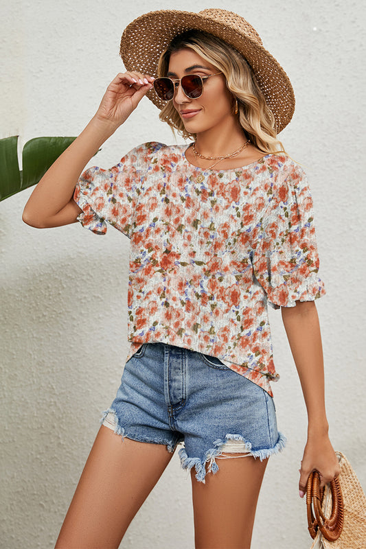 Round Neck Flounce Sleeve Blouse - The Goddess Galleries