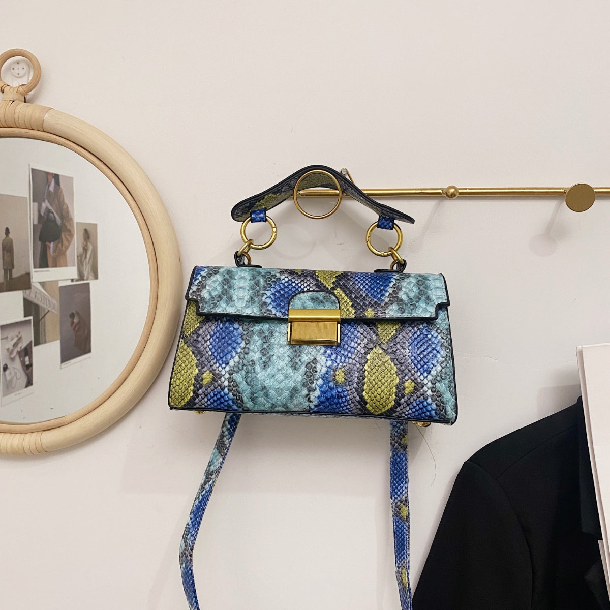 PU Leather Snakeskin Print Crossbody Bag - The Goddess Galleries