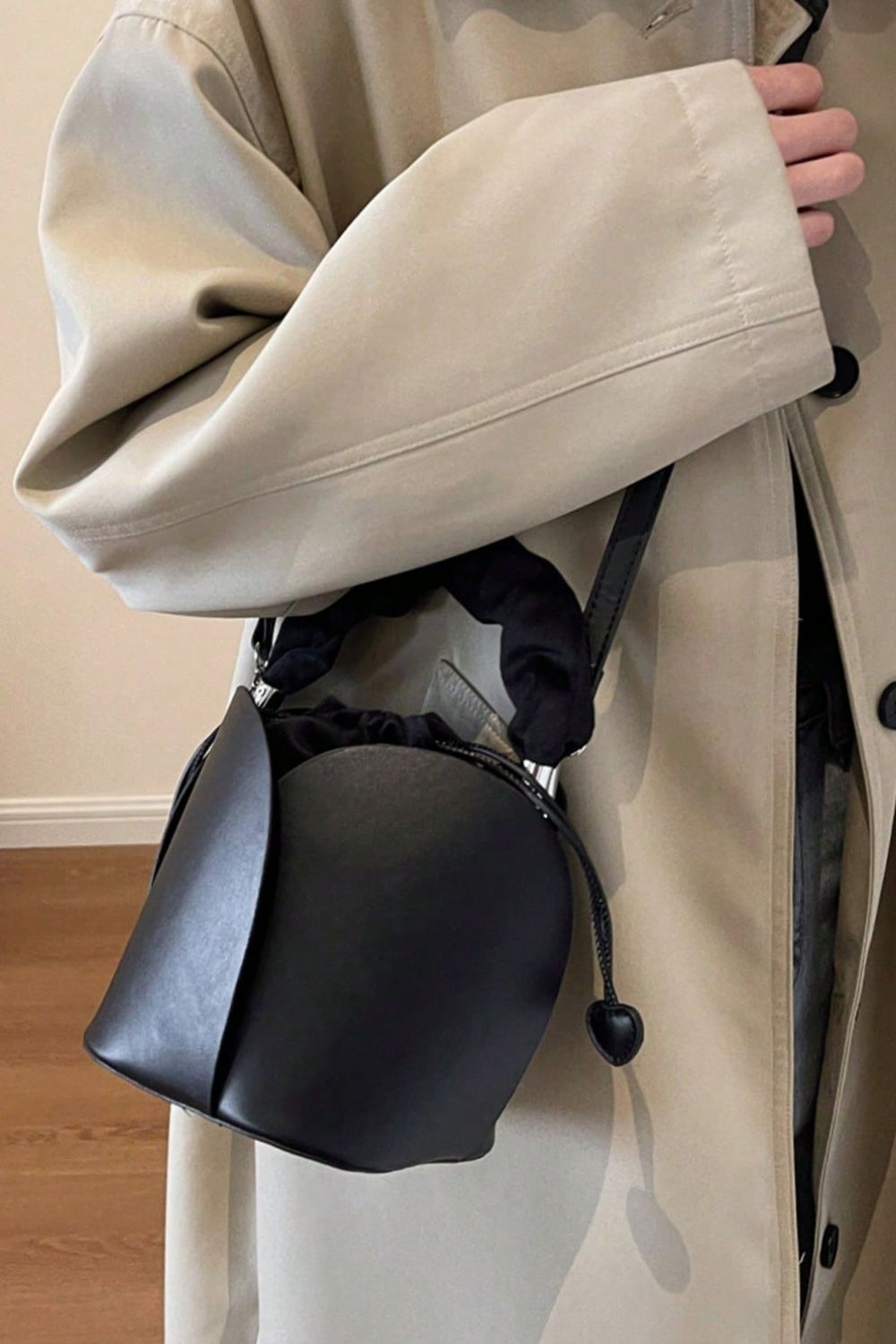PU Leather Drawstring Bucket Bag - The Goddess Galleries