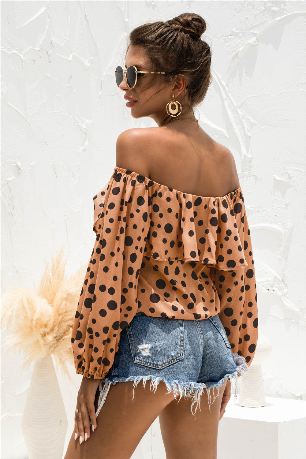 Polka Dot Off-Shoulder Layered Blouse - The Goddess Galleries