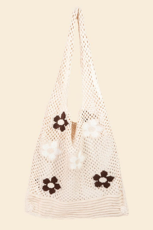 Fame Flower Pattern Knitted Tote Bag - The Goddess Galleries