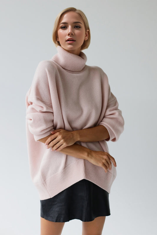 Basic Bae Turtleneck Dropped Shoulder Long Sleeve Sweater - The Goddess Galleries