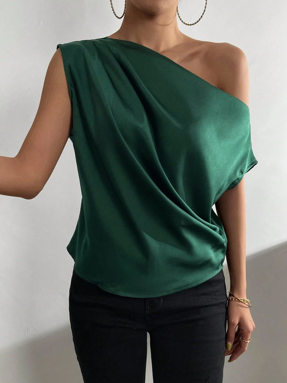 Ruched Single Shoulder Blouse - The Goddess Galleries