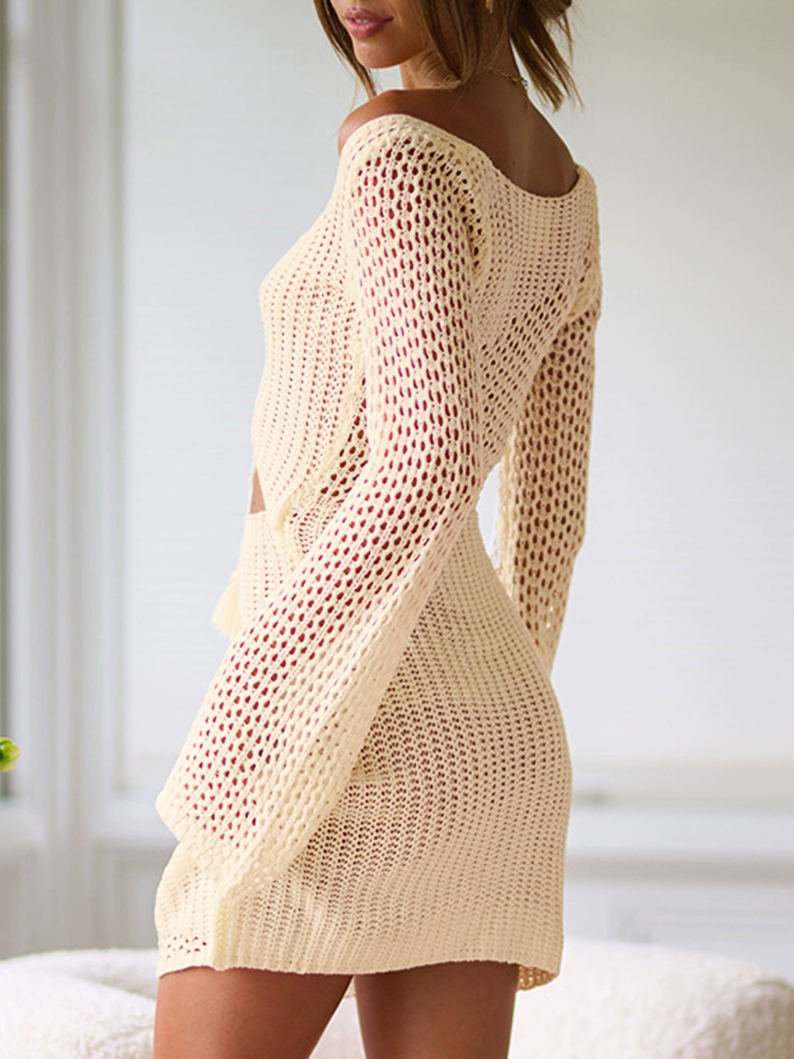 Cutout Lace-Up Long Sleeve Cover Up - The Goddess Galleries