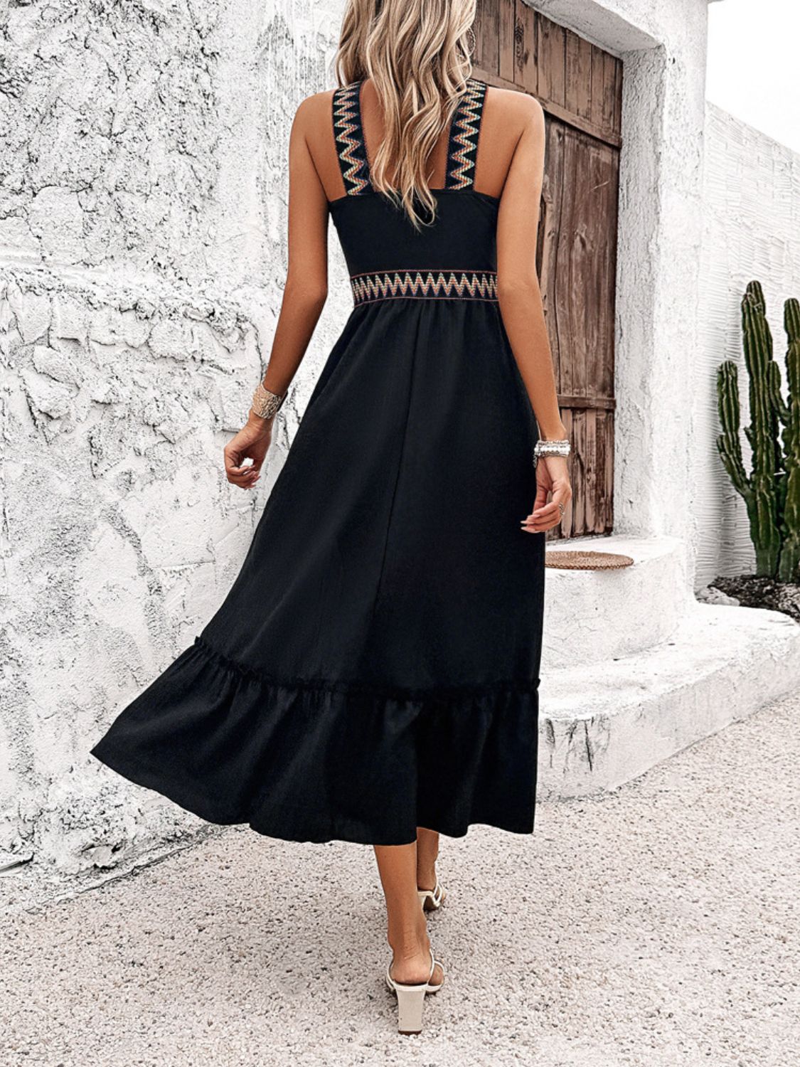 Devine Ruffled Slit Sleeveless Midi Dress - The Goddess Galleries