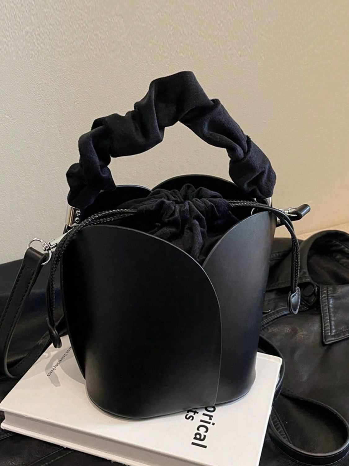 PU Leather Drawstring Bucket Bag - The Goddess Galleries