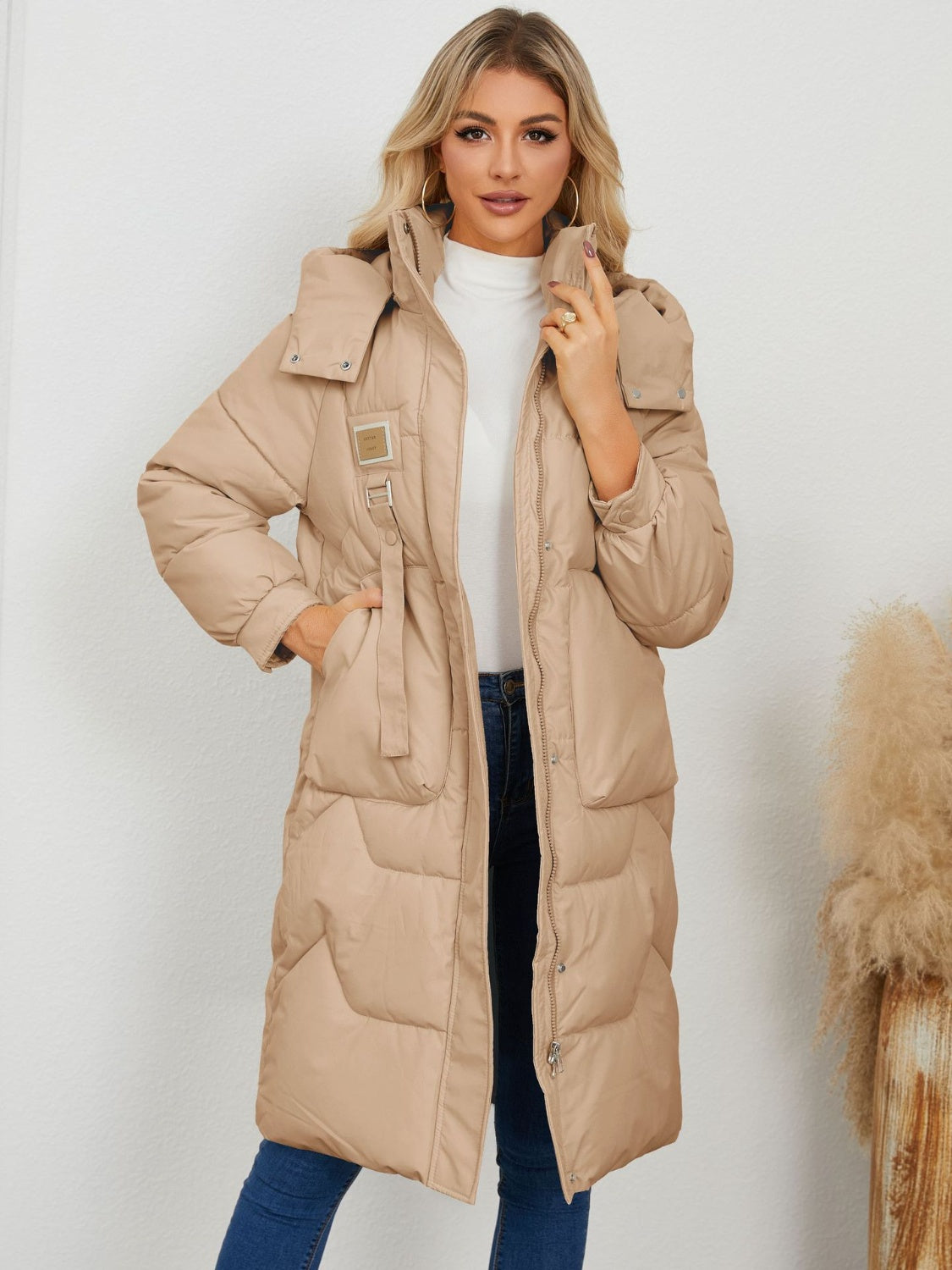 Long Sleeve Longline Hooded Winter Coat - The Goddess Galleries
