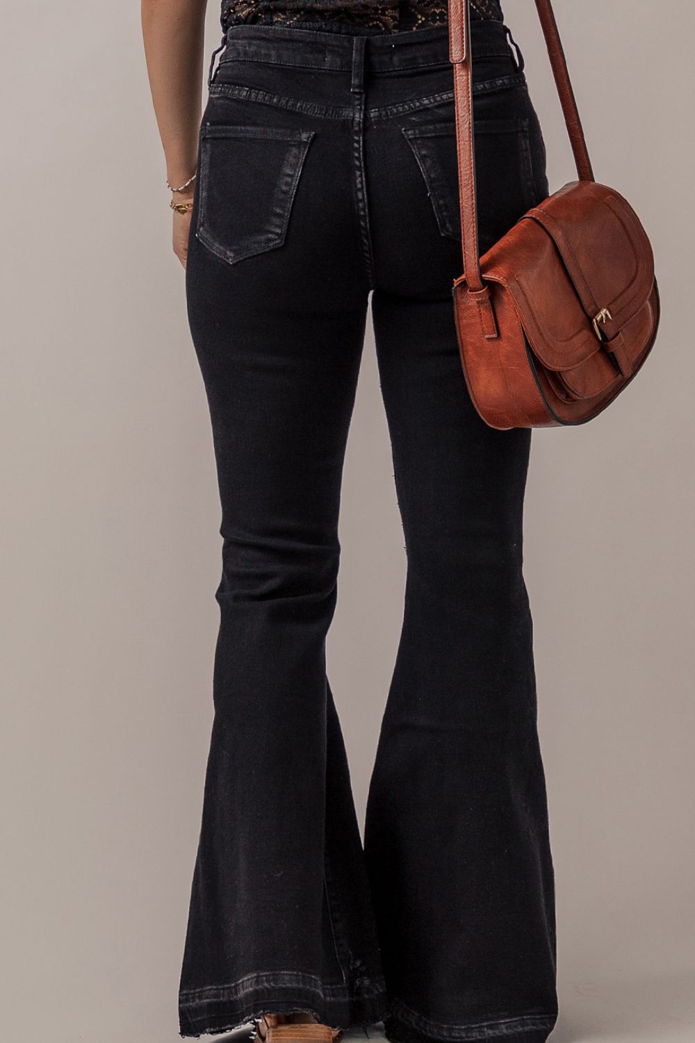 Button-Fly Flare Jeans with Pockets - The Goddess Galleries