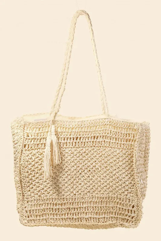 Fame Straw Knit Tote Bag - The Goddess Galleries