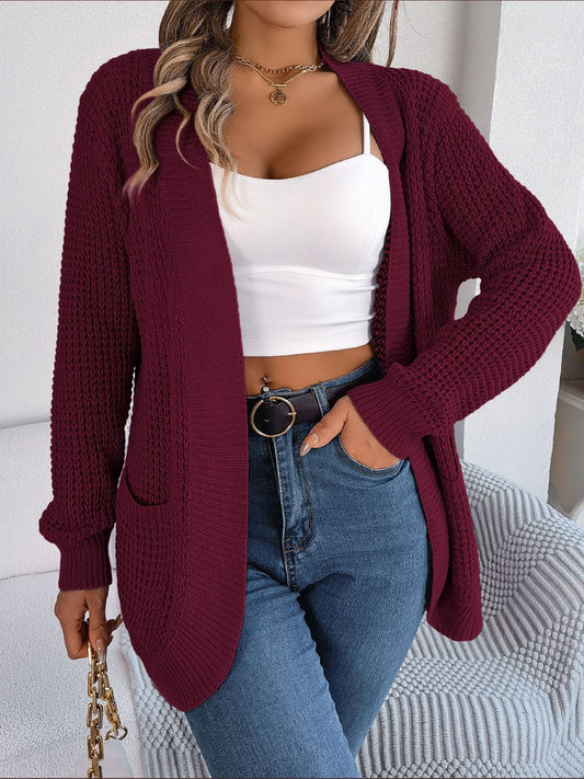 Open Front Long Sleeve Cardigan with Pockets - The Goddess Galleries