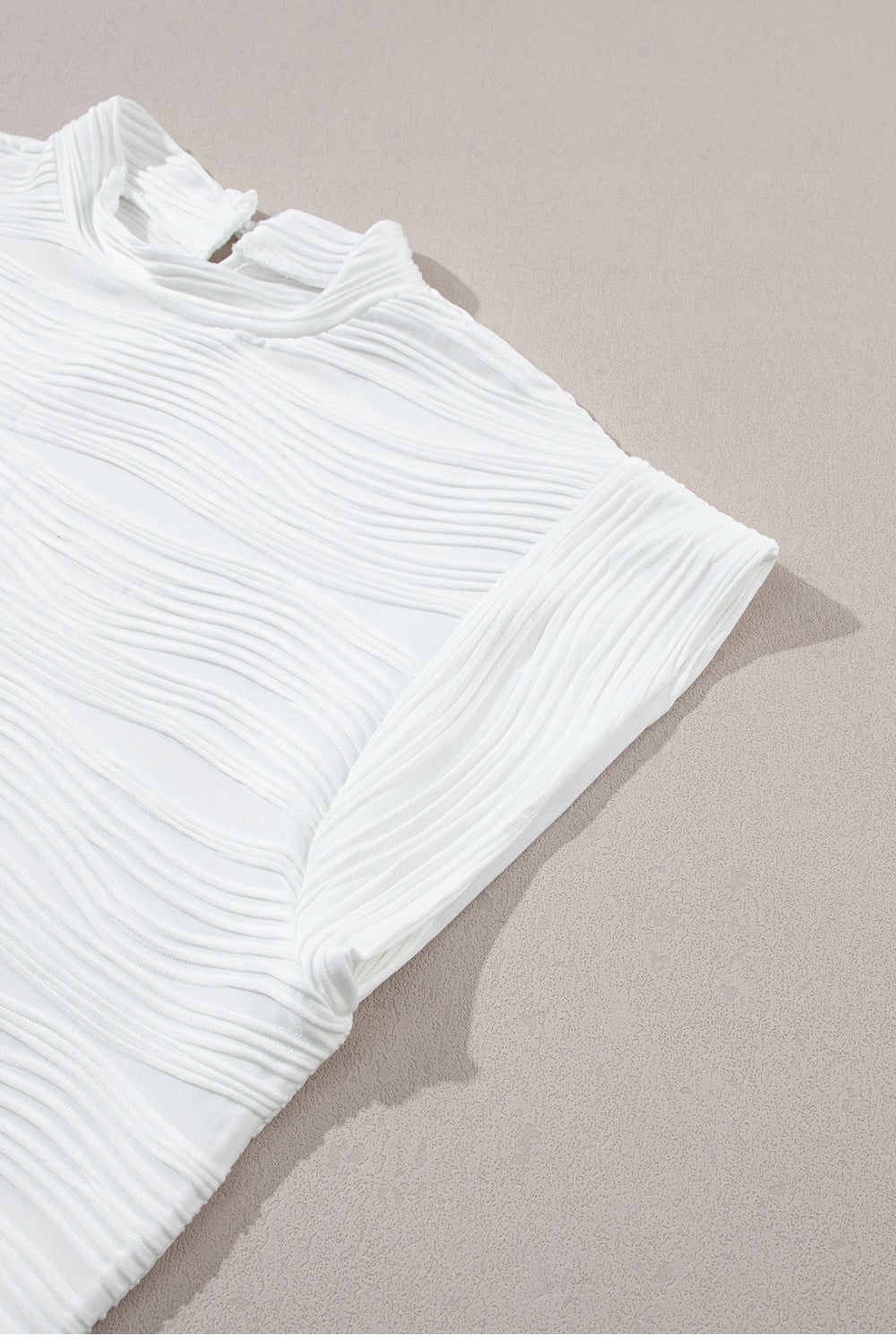Textured Mock Neck Cap Sleeve Top - The Goddess Galleries