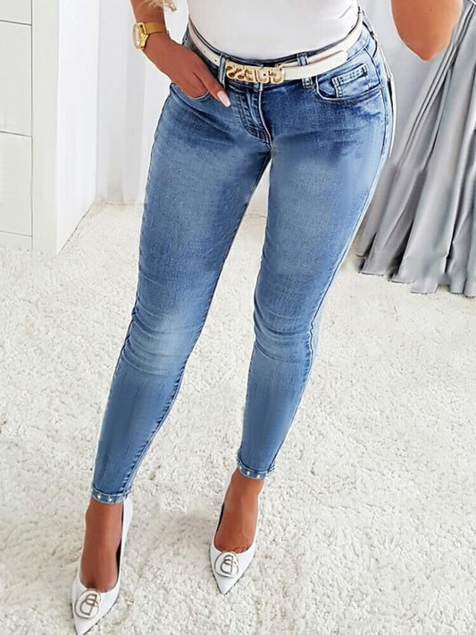 Rhinestone Skinny Jeans with Pockets - The Goddess Galleries