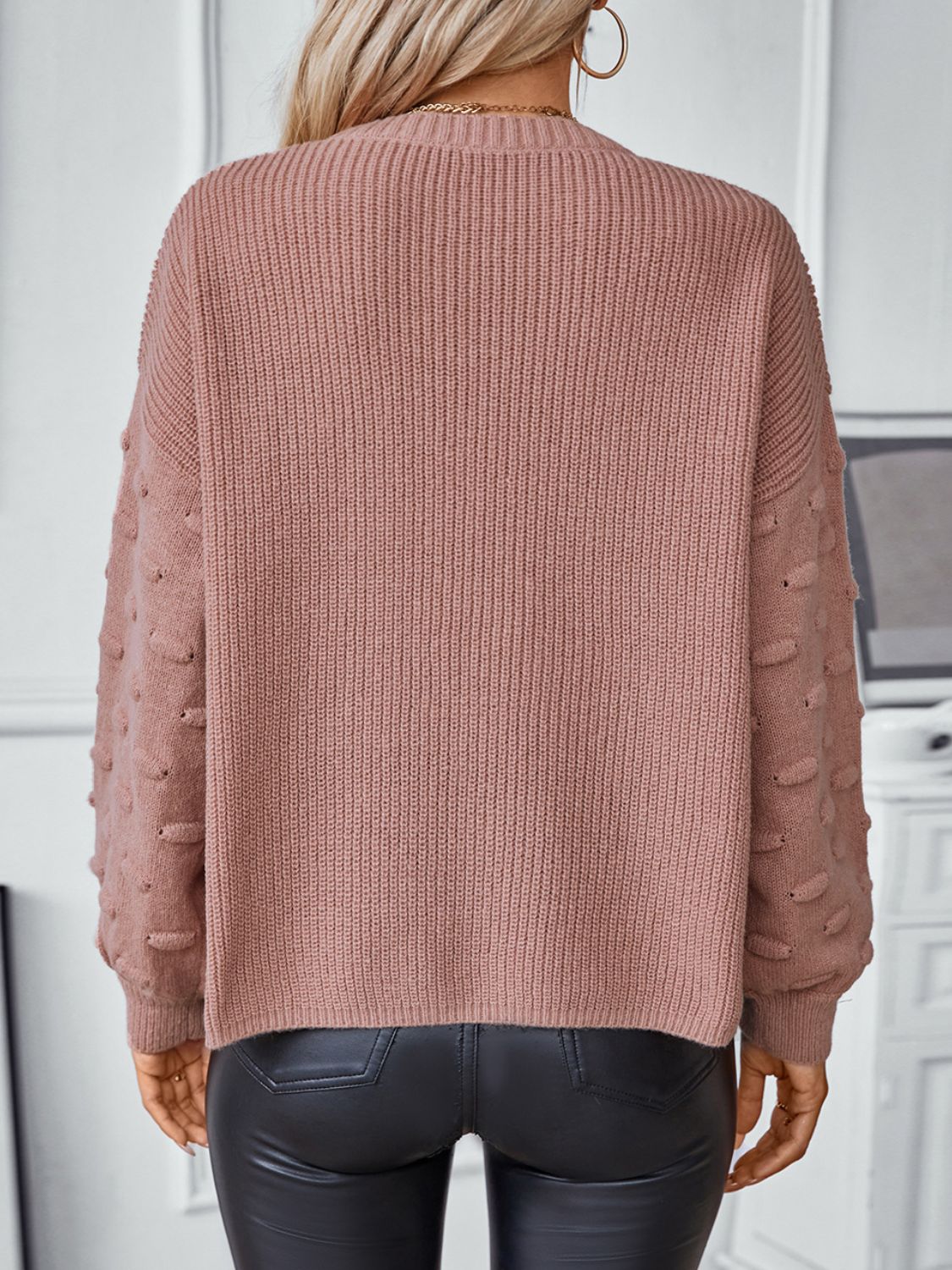 Round Neck Drop Shoulder Sweater - The Goddess Galleries