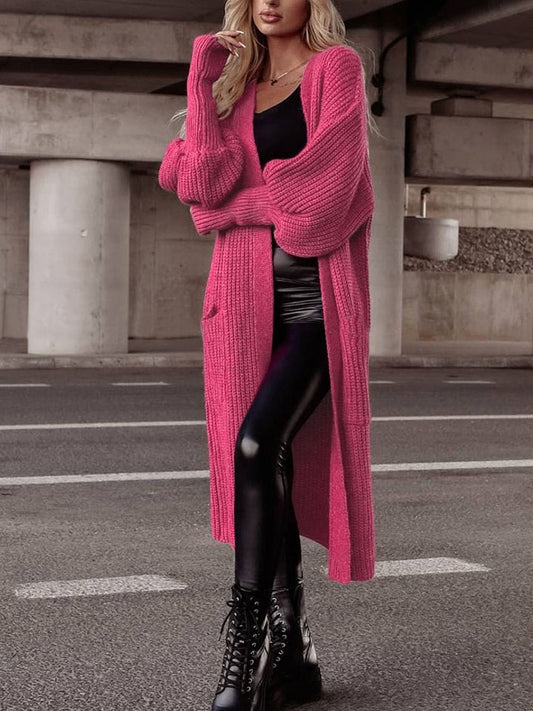 Lantern Sleeve Pocketed Cardigan - The Goddess Galleries