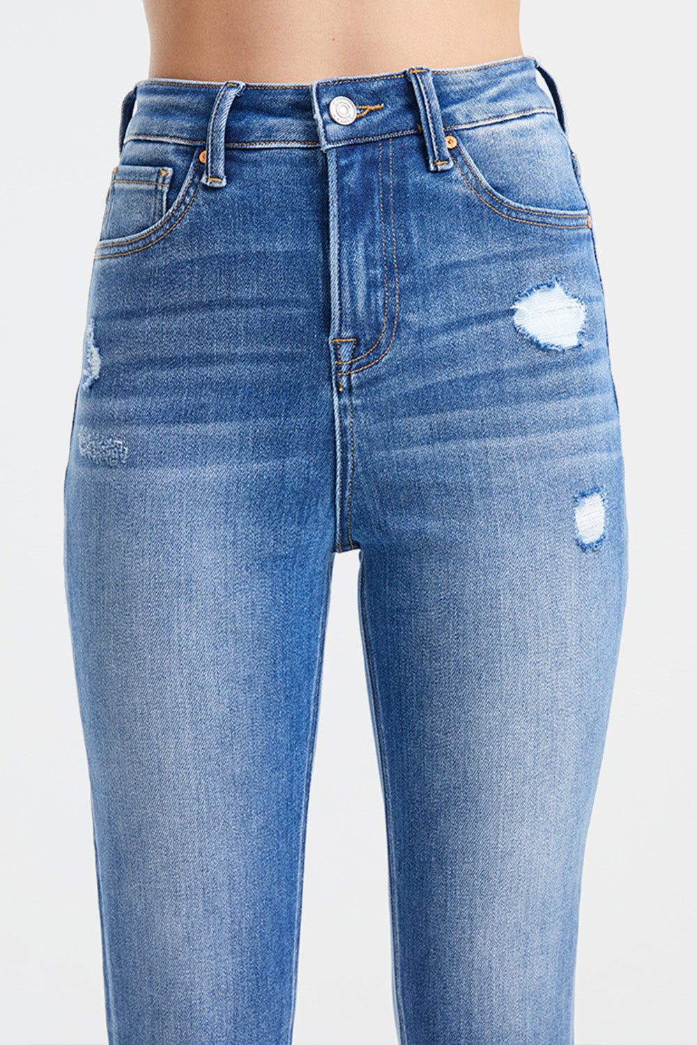 BAYEAS Full Size High Waist Distressed Raw Hew Skinny Jeans - The Goddess Galleries