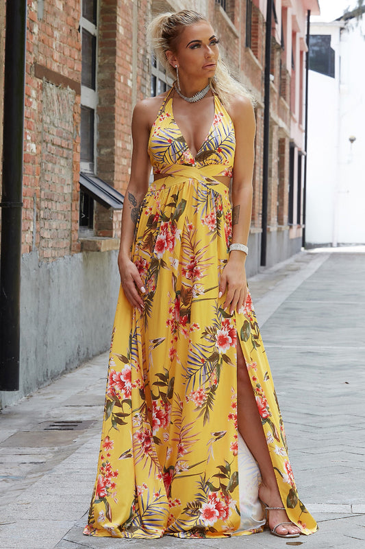 Halter Neck Split Dress - The Goddess Galleries