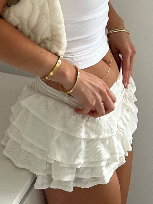Devine Ruched Layered Mini Skirt - The Goddess Galleries
