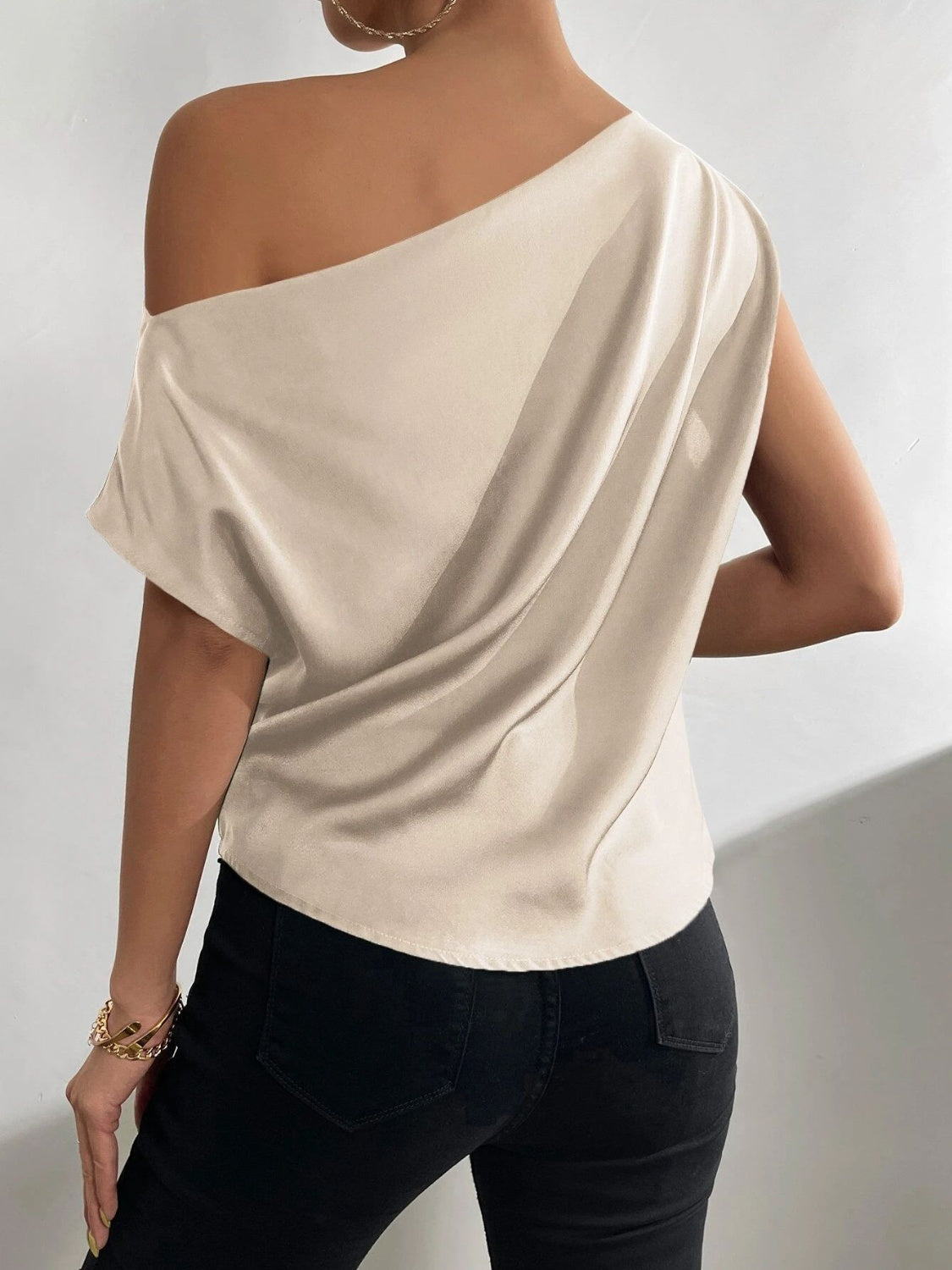 Ruched Single Shoulder Blouse - The Goddess Galleries