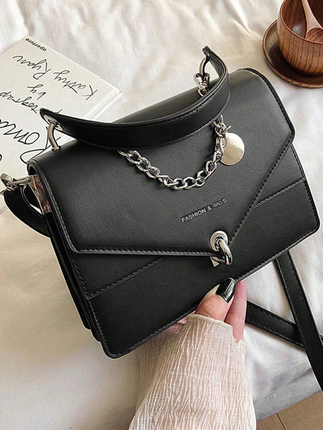 Chain PU Leather Detachable Shoulder Strap Handbag - The Goddess Galleries