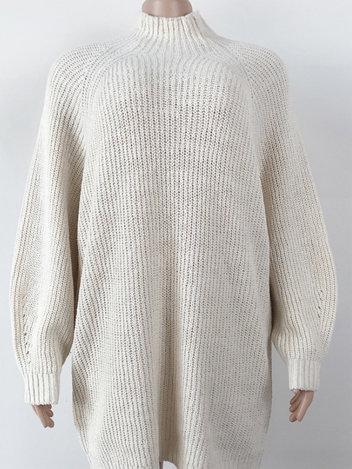Mock Neck Dropped Shoulder Sweater Dress - The Goddess Galleries