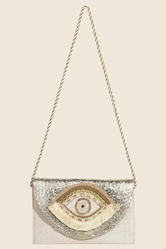Fame Boho Beaded Eye Pattern Envelope Bag - The Goddess Galleries