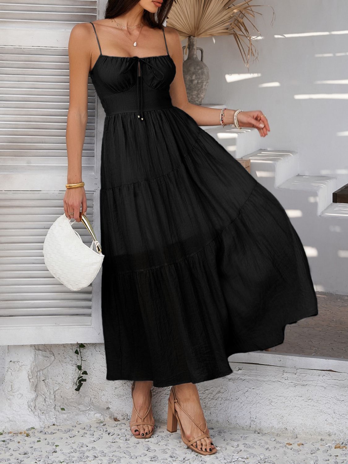 Devine Smocked Tiered Maxi Cami Dress - The Goddess Galleries