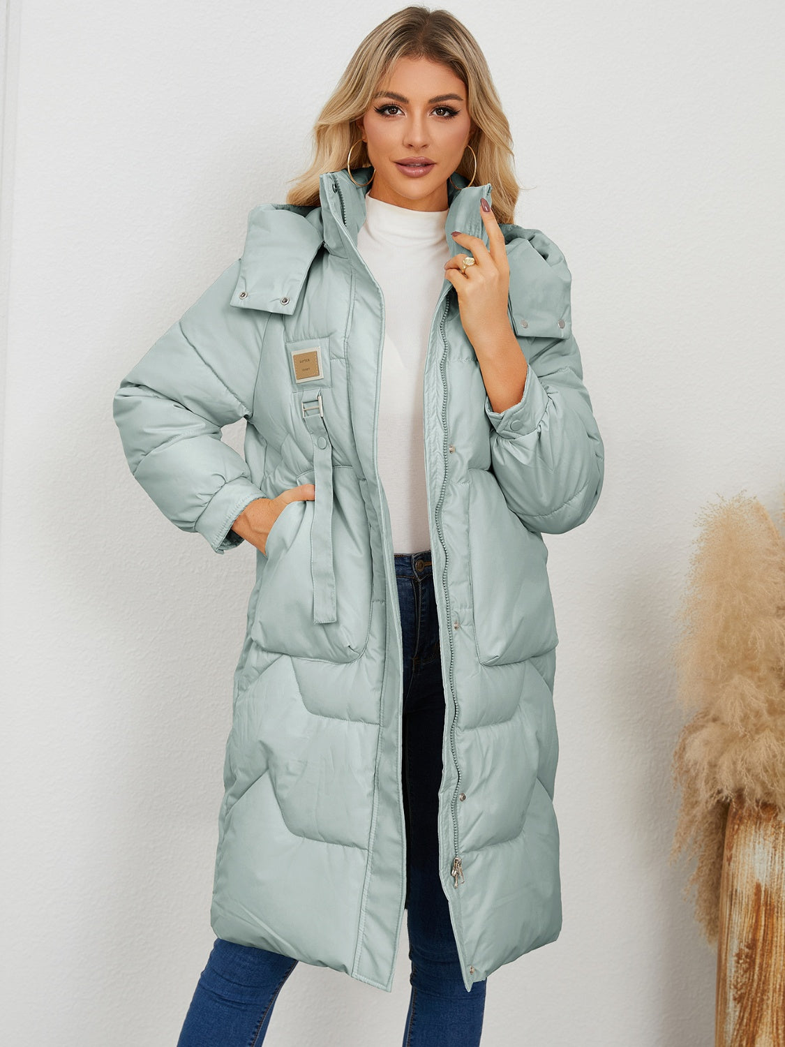 Long Sleeve Longline Hooded Winter Coat - The Goddess Galleries