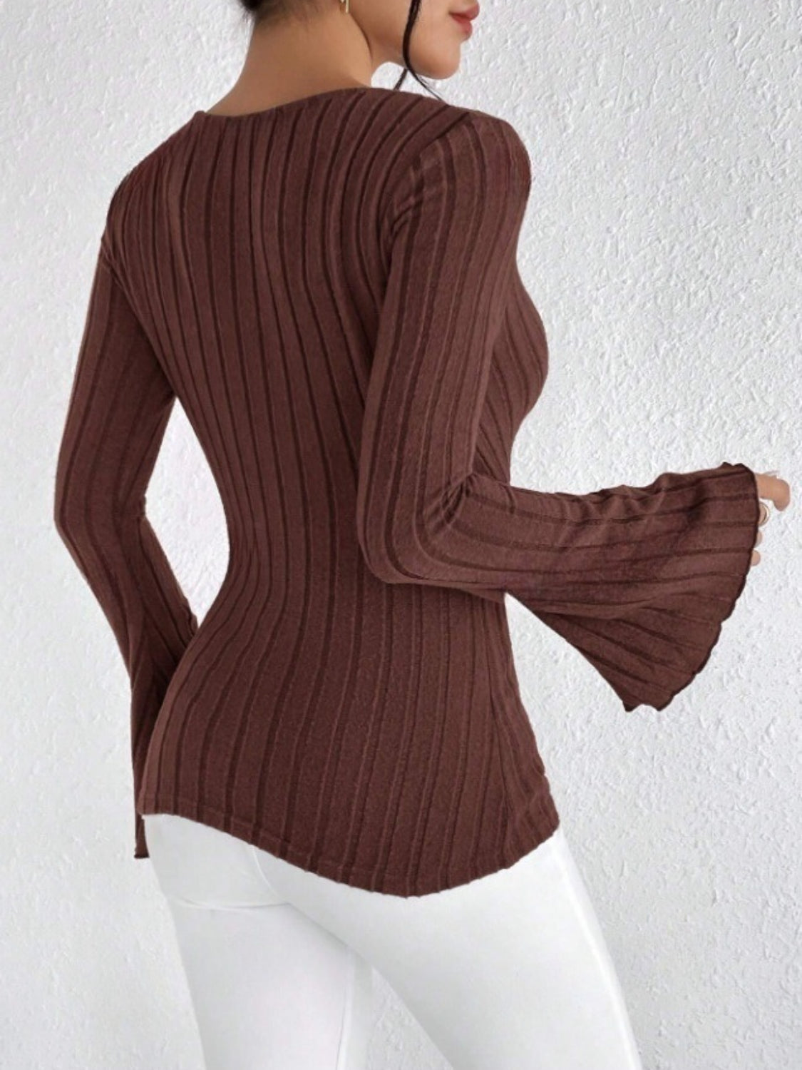 Ribbed Flare Sleeve Top - The Goddess Galleries