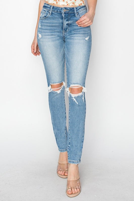 Risen Full Size High Rise Knee Distressed Skinny Jeans - The Goddess Galleries