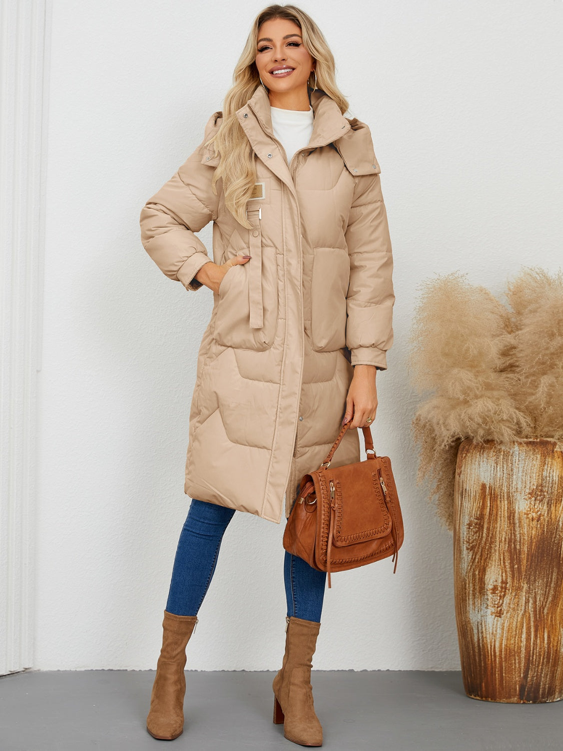 Long Sleeve Longline Hooded Winter Coat - The Goddess Galleries