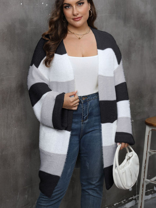 Plus Size Open Front Long Sleeve Cardigan - The Goddess Galleries