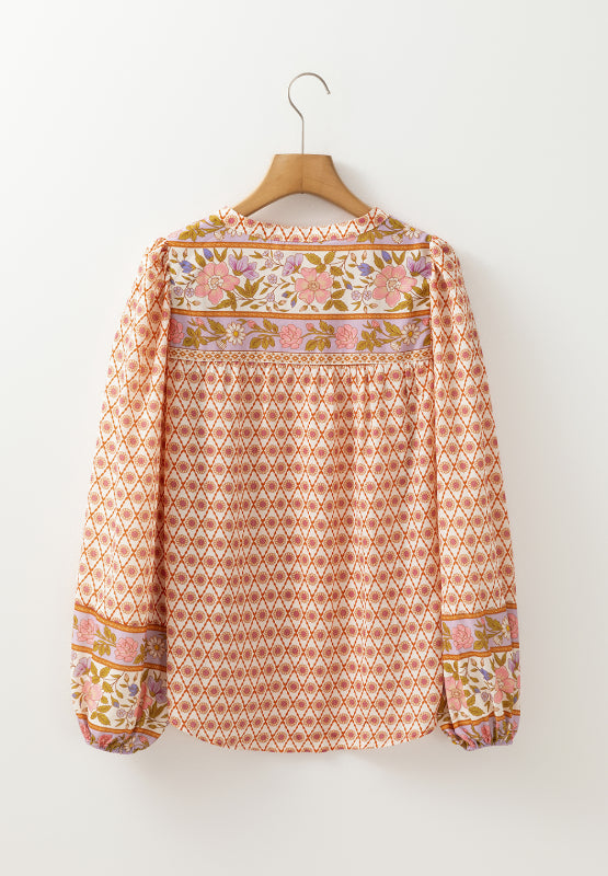 Printed Button Down Long Sleeve Shirt - The Goddess Galleries