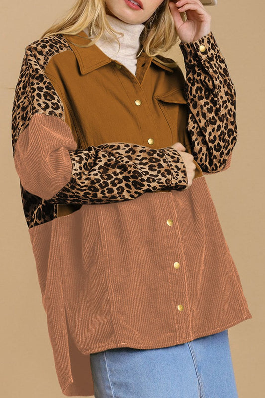 High-Low Leopard Snap Down Shacket - The Goddess Galleries