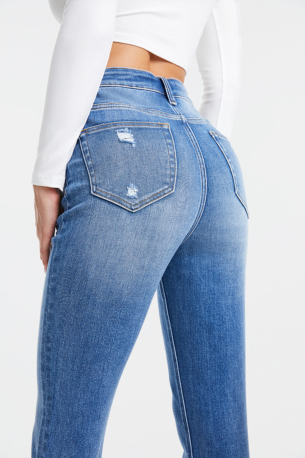 BAYEAS Full Size High Waist Distressed Raw Hew Skinny Jeans - The Goddess Galleries