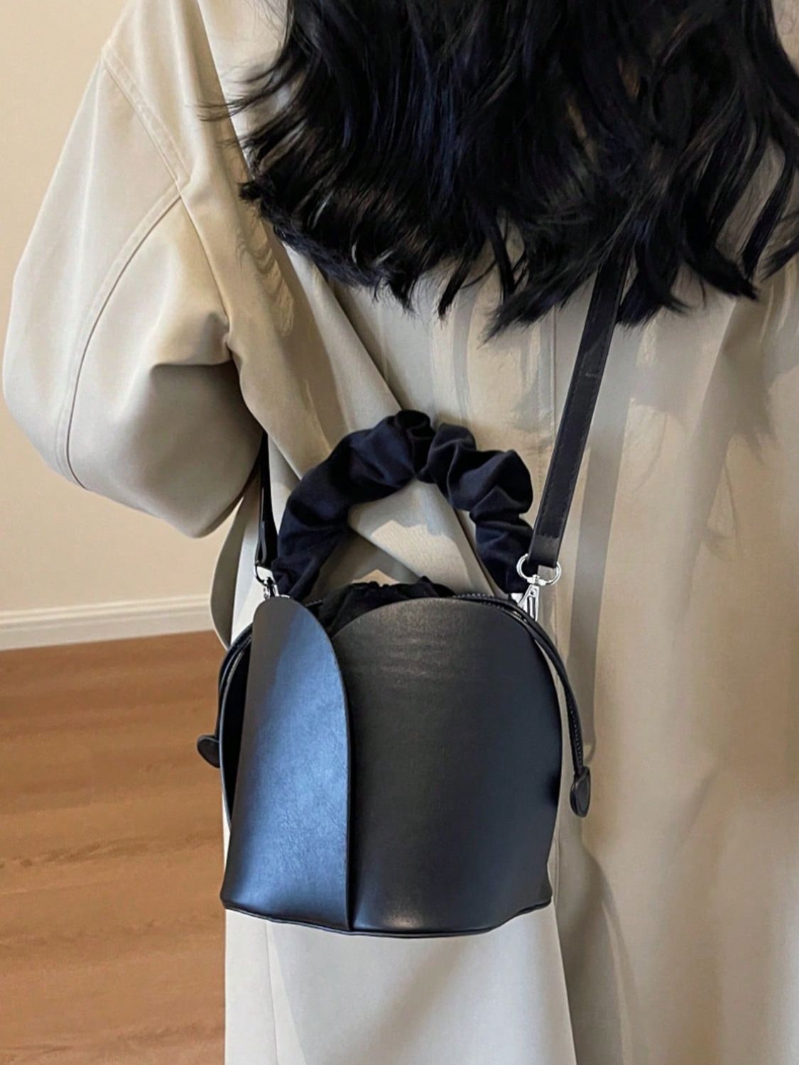 PU Leather Drawstring Bucket Bag - The Goddess Galleries