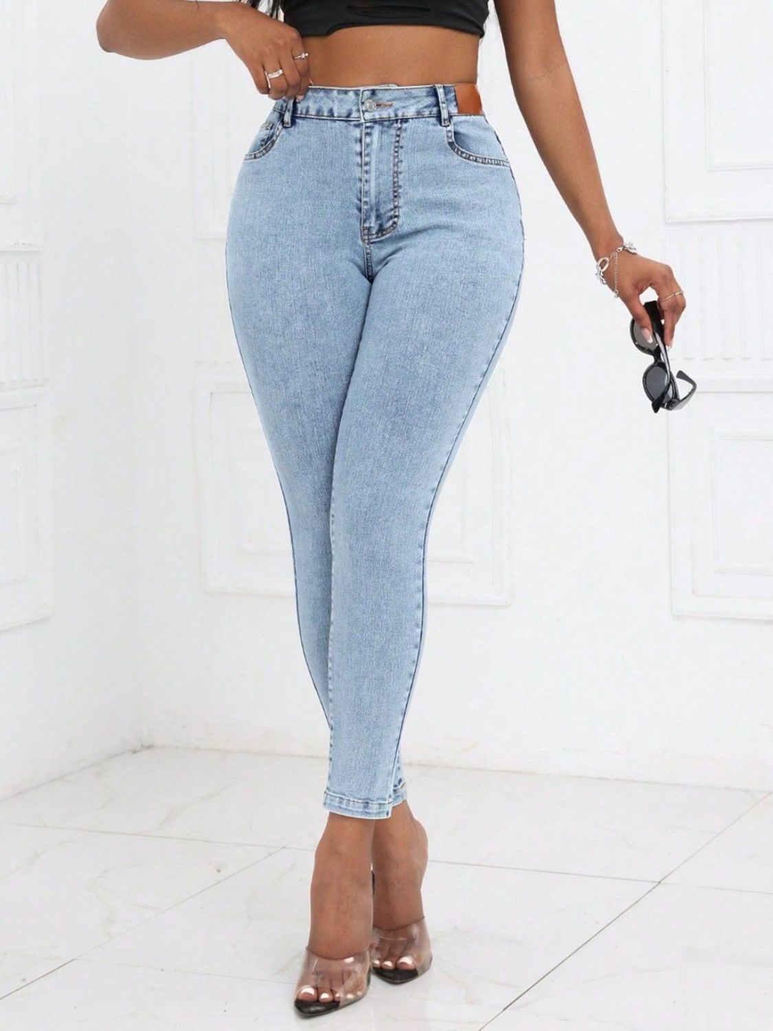 High Waist Skinny Jeans with Pockets - The Goddess Galleries