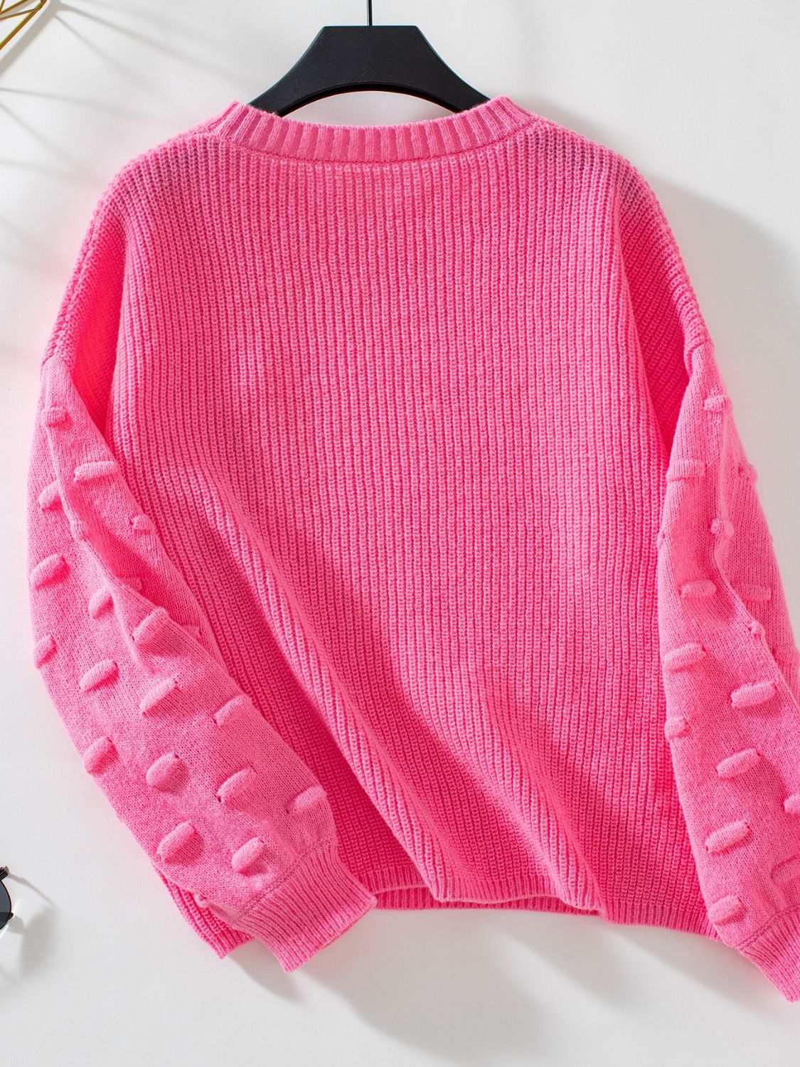 Round Neck Drop Shoulder Sweater - The Goddess Galleries