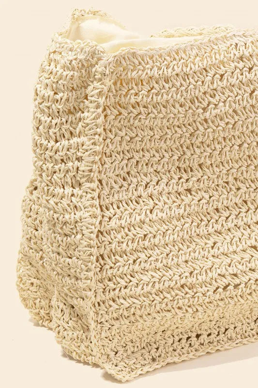 Fame Straw Knit Tote Bag - The Goddess Galleries