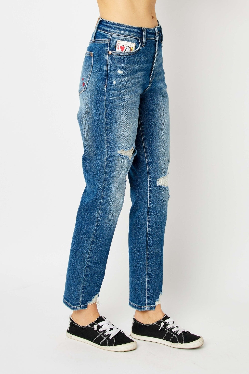 Judy Blue Full Size Queen Of Hearts Coin Pocket BF Jeans - The Goddess Galleries