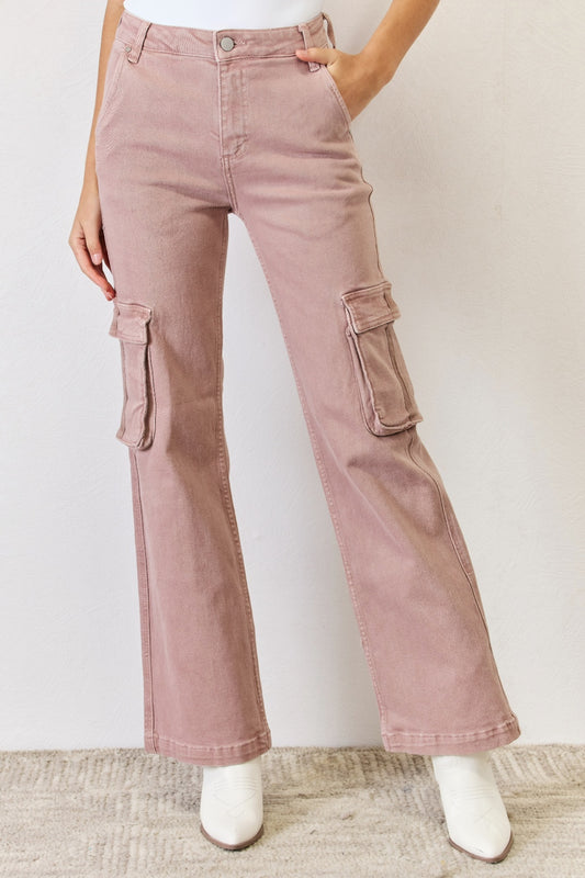 RISEN Full Size High Rise Cargo Wide Leg Jeans - The Goddess Galleries