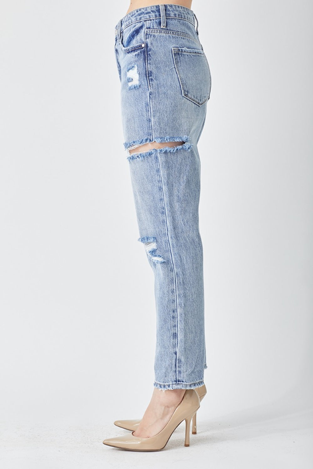 RISEN Distressed Slim Cropped Jeans - The Goddess Galleries