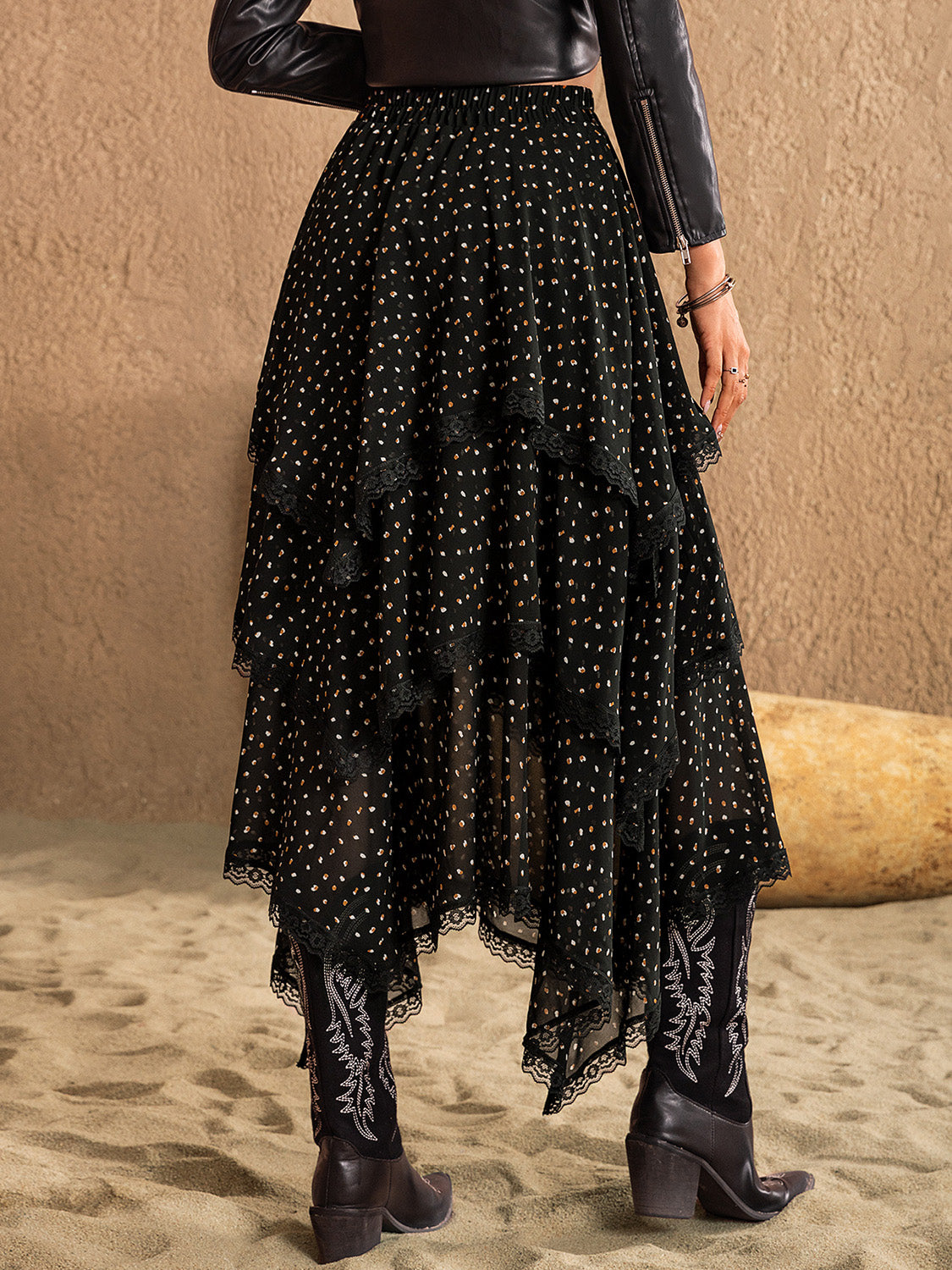Lace Detail Layered Midi Skirt - The Goddess Galleries